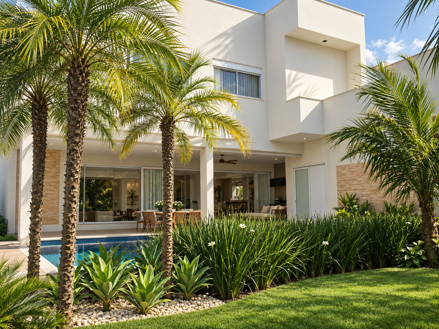 Garden and rear facade of Casa Prima