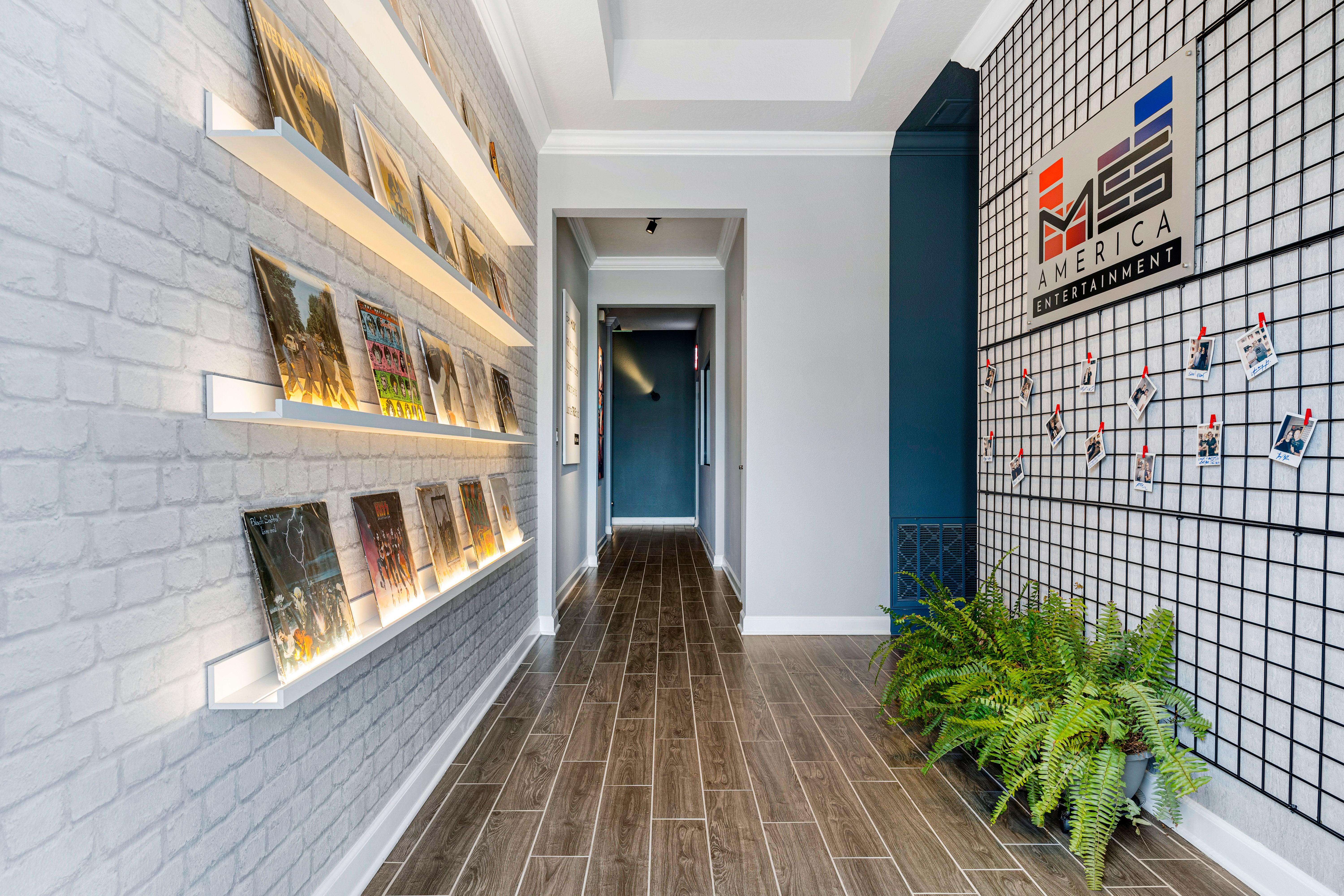 Corridor with records and MS America sign